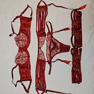 Bra, g-string, garter belt